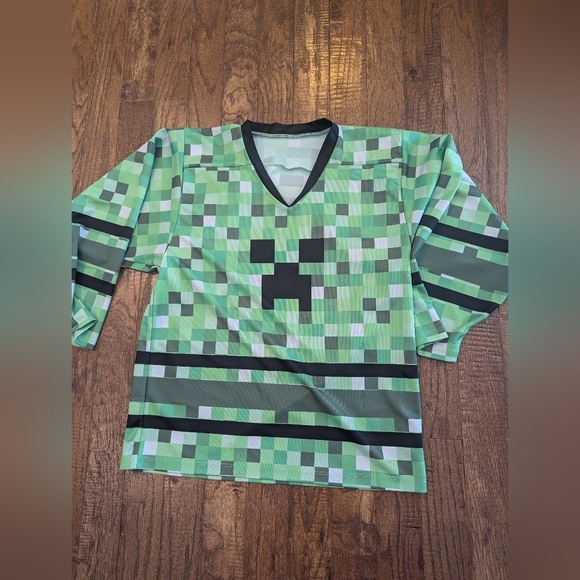 Minecraft Green Pixelated Long Sleeve Jersey XXL Youth Or Adult S - Picture 2 of 5